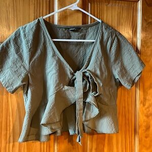 SHEIN Olive Wrap Crop Top